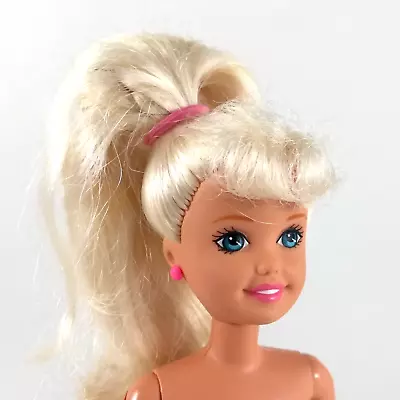 Vintage Skipper Barbie Doll Blonde Hair With Bangs & Pink Earrings Articulated A • $18.99
