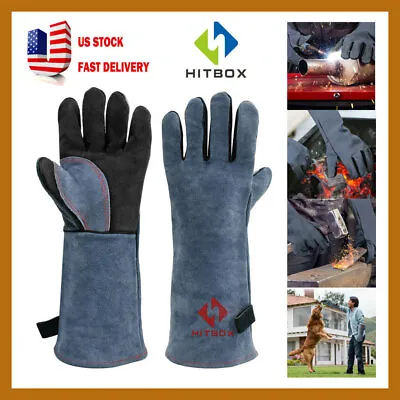 16'' Welding Gloves TIG Heat Resistant Unibody Cow Split Leather BBQ Cooking • $7.99