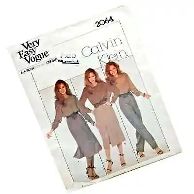 Vogue American Designer 2064 Calvin Klein Sewing Pattern Skirt Pants Sz 8 Cut • $19.99