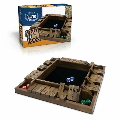 WE Games 4 Player Shut The Box(TM) Dice Game - Walnut Stained Wood - Travel Size • $24.99