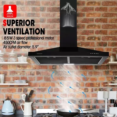 450CFM 30in Wall Mount Range Hood Vent Stainless Steel Kitchen Cook Fan LED New • $139.99