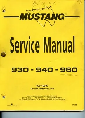 Service Repair Shop Manual For Mustang 930 940 960 Skid Steer Loader OEM 000-129 • $3.50