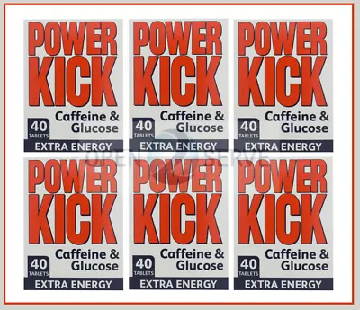 6x Power Kick Tablets Caffeine & Glucose | Extra Energy | Vegan - 40 Tablets • £10.99