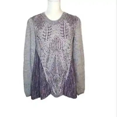 Anthropologie Sweater Womens XS Moth Anita Mix Cable Knit Purple Swing • £15.19