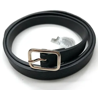 Old Navy Thin Belt Skinny Black Womens Sz XS-S 0-6 Faux Leather Silver Buckle • $7.99