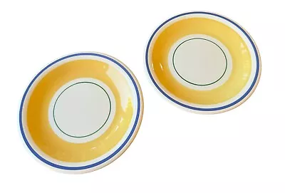 Set Of 2 Maxam Mediterranean Yellow Blue & Green  7.75” Salad Plates - Italy • $21