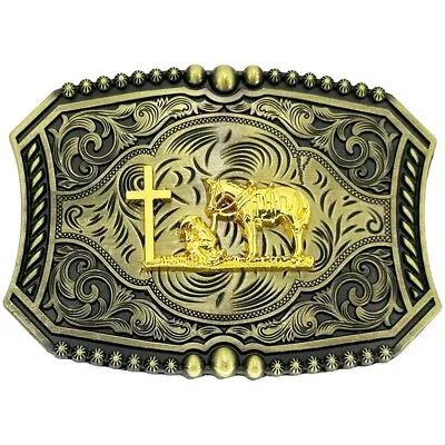 Praying Cowboy With His Horse Western Belt Buckle Gold Bronze • $8.91