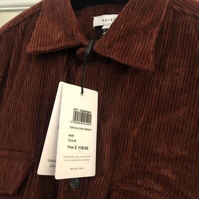 £35 • Buy Reiss Bonucci Corduroy Twin Pocket Overshirt Medium Rust/Burgundy