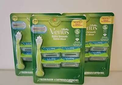 Lot Of 3 Gillette Venus Extra Smooth Razor Blade Refills&Handles 12 Cartridges • $55