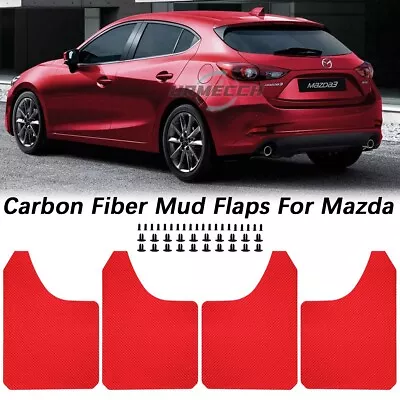 Carbon Red Mud Flaps For Mazdaspeed 3 & Mazda 3 Sport GT CX-5 CX3 Splash Guards • $29.99