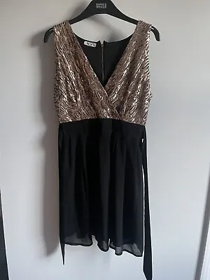 Wal G - Gold Sequin & Black Dress - Size M • £15
