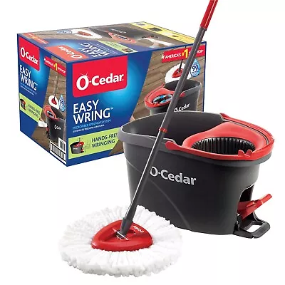 O-Cedar EasyWring Microfiber Spin Mop Bucket Floor Cleaning System Red Gray • $29