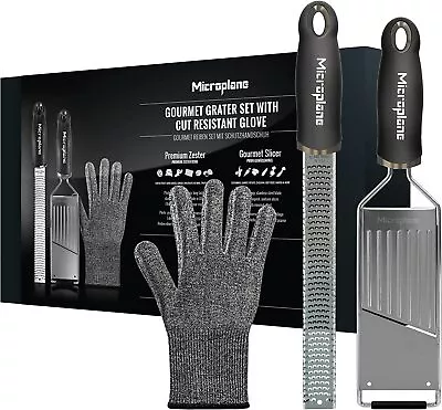 Microplane Gourmet Grater Set - Zester And Slicer Blades Cut Resistant Glove • £49