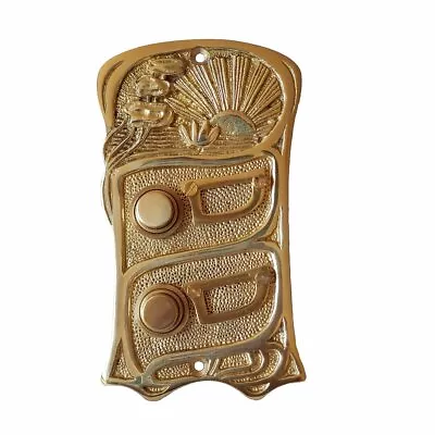 Double Button Art Nouveau Door Bell With Sunrise Motif • $110