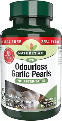 Natures Aid Odourless Garlic Pearls 120 Softgel Capsules One A Day • £7.30