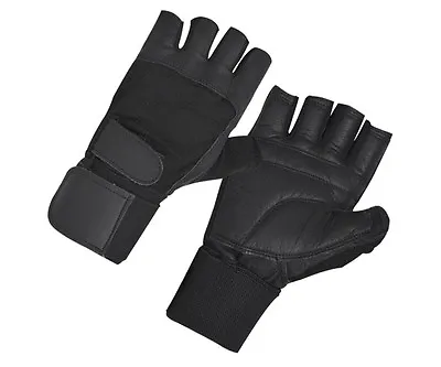 New Leather Wheelchair Padded Weight Lifting Gloves Fingerless Gym Workout • $13.15