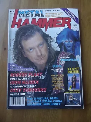 METAL HAMMER Vol 5 No 6 MAR 90 - ROBERT PLANT IRON MAIDEN OZZY OSBOURNE POSTERS. • $6.15