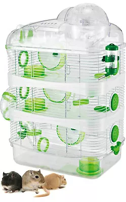 4-Tiers Acrylic Hamster Mouse Gerbil Habitat Cage With Large Top Running Ball  • $54.62