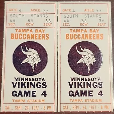 1977 NFL Tampa Bay Buccaneers Minnesota Vikings Football Ticket Stub  Lot 9-24  • $14.99