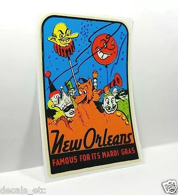 NEW ORLEANS MARDI GRAS Vintage Style Travel Decal Vinyl STICKER Luggage Label • $4.69