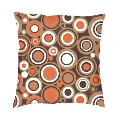 Mid Century Cushion Cover Retro Geometric Orange Circles 18  X 18  60s Print • $20