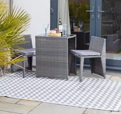 Garden Rug Outdoor Mat Large Hand-Tufted Patterned Zig Zag 150 X 210 Cm Alfresco • £32.99