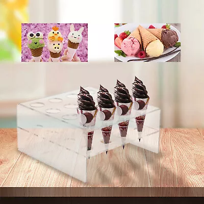 Acrylic 16-Slot Ice Cream Cone Holder/Chip Cone Holder/Counter Top Display Stand • £9