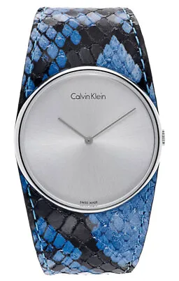 $39.99 • Buy Calvin Klein Spellbound Blue And Black Leather Quartz Womens Watch K5V231V6