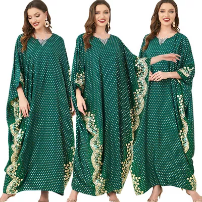 Muslim Floral Kaftan Oversize Maxi Dress Ramadan Dubai Abaya Caftan Islamic Gown • $62.44