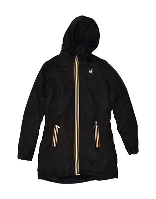 K-WAY Womens Hooded Raincoat US 9 Medium Black Polyamide AN30 • $34.18