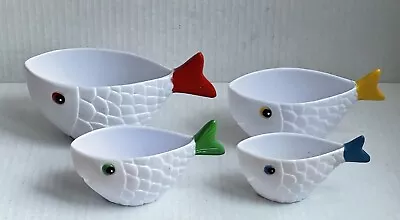 Vintage Fish Shape Measuring Cups Set 4 Pc Embossed Detail NOS • $17.95