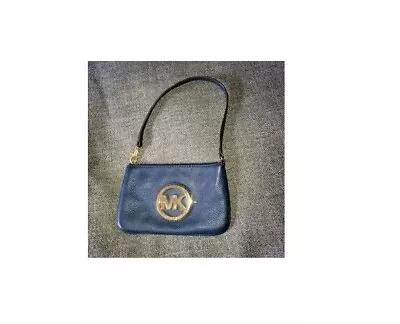 Michael Kors Pebbled Leather Navy Fulton Wristlet • $50