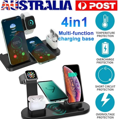 $34.99 • Buy Wireless Charger Dock Charging Station 4 In 1 For Apple Airpod Watch IPhone AU