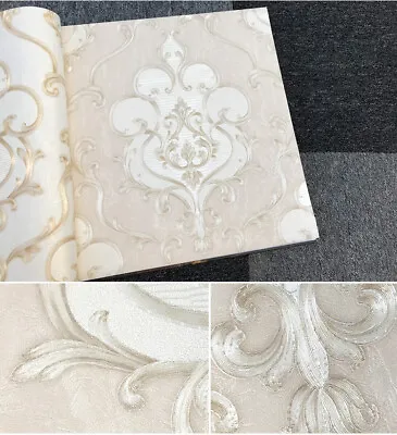 10M 6 Color Luxury Damask Waterproof Wallpaper Murals Embossed Textured PVC Roll • $54.99