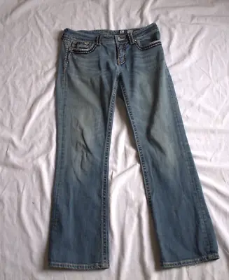 Miss Me Jeans Women’s 31 Boot Cut Rhinestone Jewel Low Rise Blue Denim JV5014BV • $21.95