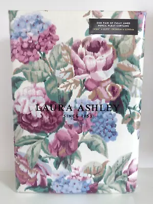 Laura Ashley Pembrey Hazelnut Pencil Pleat Curtains 64  Wide X 72  Long - NEW • £49.99