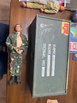 Vintage GI Joe  And Wood Footlocker Box With Contents • $45