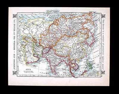 $24.99 • Buy 1921 Johnston Map Asia Japan India China Korea Philippines Hong Kong Tibet Nepal