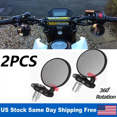 7/8  Rotating Bar End Side Motorcycle Mirror For Honda Suzuki Yamaha Kawasaki US • $11.89