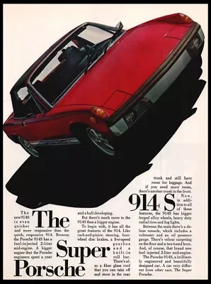 1972 Porsche 914S Red- Car Photo Print Ad-Vintage Man CaveGarage Decor • $7.72