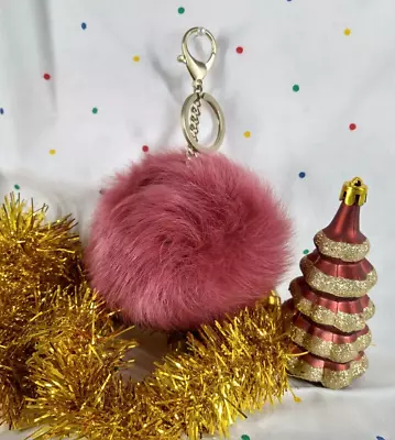 UGG Australia Keychain Fur Pompon Charm Magenta Pink Bead Logo • $14