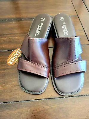 Montego Bay Club Leather Collection Brown Sandal Womans Size 7 1/2 Dress/Casual • $23.95