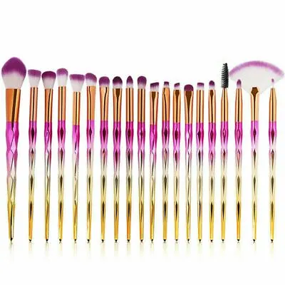 $17 • Buy 20x Fashion Design Make-up Brushes Diamond Unicorn Eyebrow Set Pink/Gold