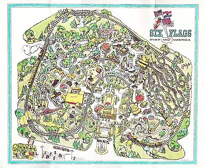 $21.99 • Buy 1972 SIX FLAGS OVER MID AMERICA MAP POSTER 24 X 36 Inches Nostalgic Piece
