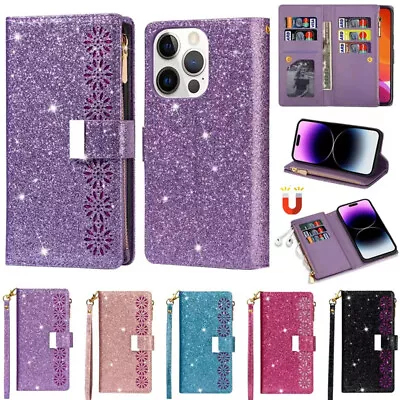 For Samsung A14 A15 A25 A35 A55 A34 A54 Case Leather Wallet Glitter Flip Cover • $17.69