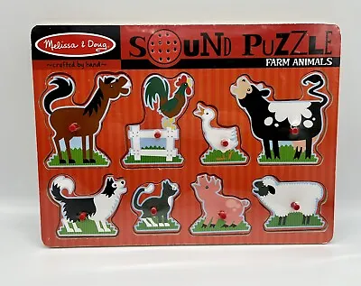 $8.95 • Buy NEW Melissa & Doug Farm Animals Sound Puzzle Wooden Peg Puzzle W/Sound Effects