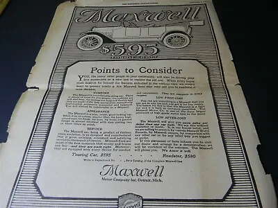 Vintage 1917 Maxwell Motor Company 1910s Man Cave Print Ad 5A11 • $12