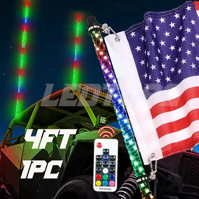 1X4ft RGB LED Whip Light Flag Pole For UTV ATV Accessories RZR Can-Am Polaris • $56.99