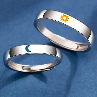 Couple Rings For Women Men Adjustable Couple Matching Promise Wedding • £4.03