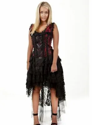 Burleska Gothic Vampire Wedding Prom Vintage Red Brocade Corset Dress  • £47.61